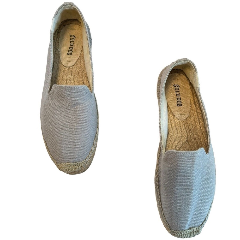 SOLUDOS Classic Espadrille Flat Womens Size 8.5 Gray Canvas Summer Slip On Shoes